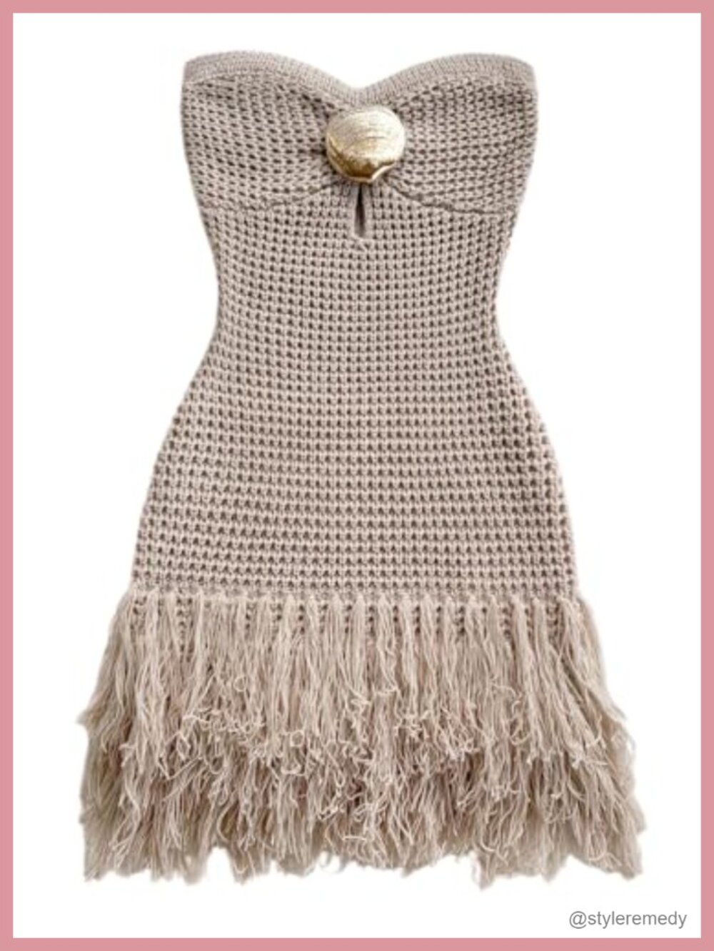 SweatyRocks Women's Crochet Fringe Tube Top Mini Dress Boho Beach Vacation